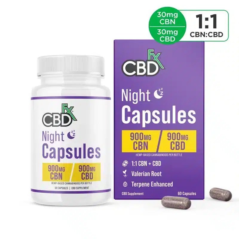 CBD + CBN Night Capsules For Sleep 1:1 Ratio 900mg